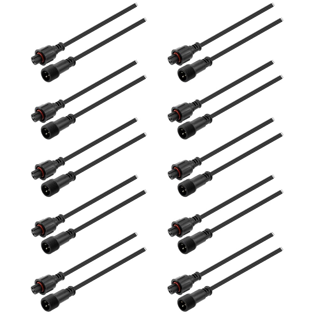 ALITOVE Xconnect Pigtail Lot de 10 paires de connecteurs électriques étanches à 3 broches 18 AWG 15 cm compatibles avec ASIN B0923SDR5T B0CM95W84B B0CW9NQ12K B0CM976SKW pour lumières extérieures
