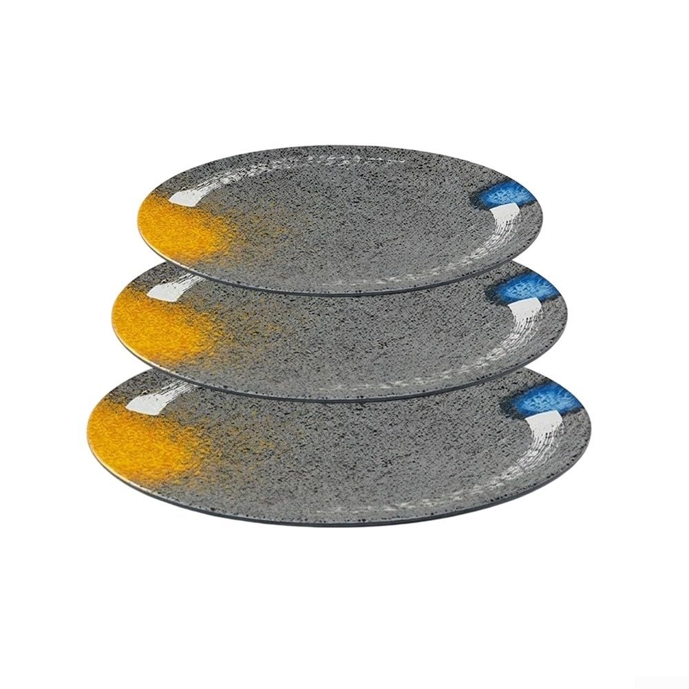 Juego de 4 platos redondos de melamina, color gris moteado, irrompibles