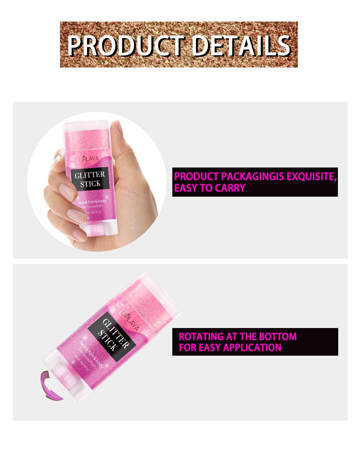 Blue Body Glitter Stick,Holographic Sequins Paint Sparkling Face Glitter for Women Face/Body/Hair/Eyes/Lip Glitter Makeup.