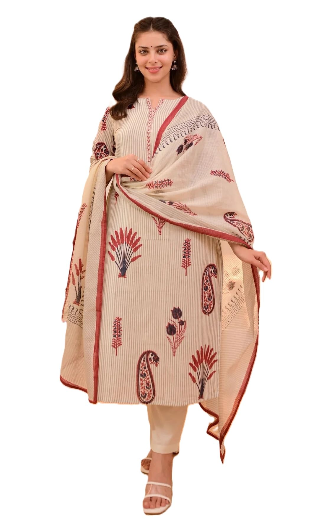 nermosa KLOSIA Women's Printed Straight Kurta and Pant with Dupatta Set-picture-22