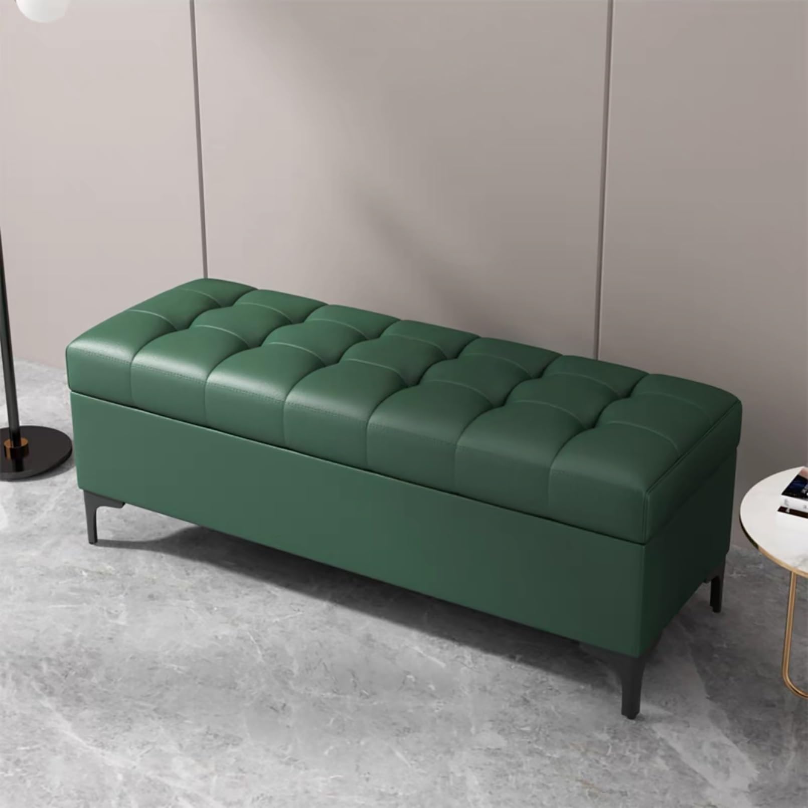 ZHANGshouf Stylish Green Ottoman Storage Bench - Versatile Rectangle Upholstered Seating for Bedroom Living Room Entryway - Space-Saving End of Bed nizer (150x40x43cm)