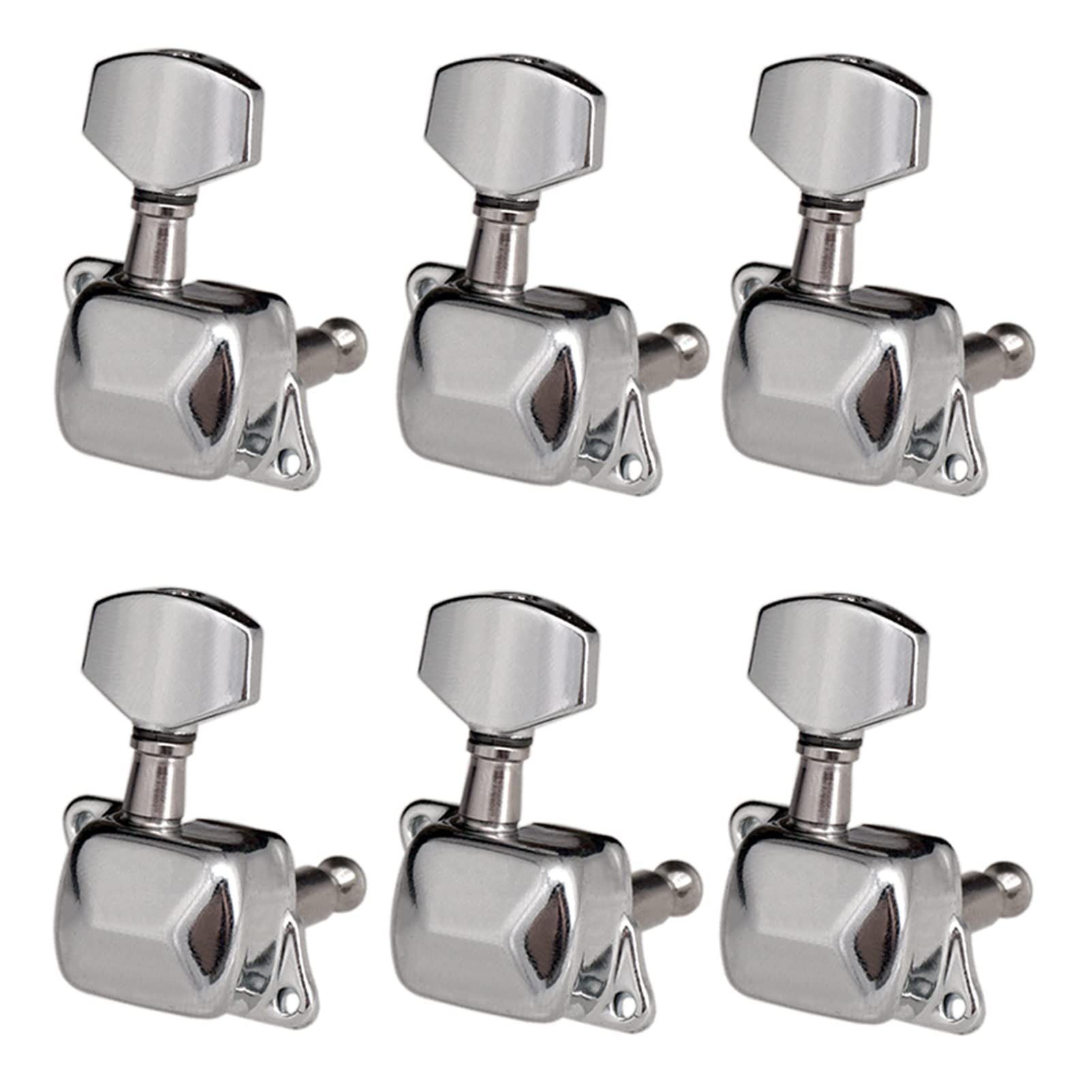 OUNA Tuning Pegs,6 Pieces Guitar String Tuning Pegs Semi-closed Tuning Machine Machine Heads Tuners for Electric Guitar Acoustic Guitar(6 Right, Silver)