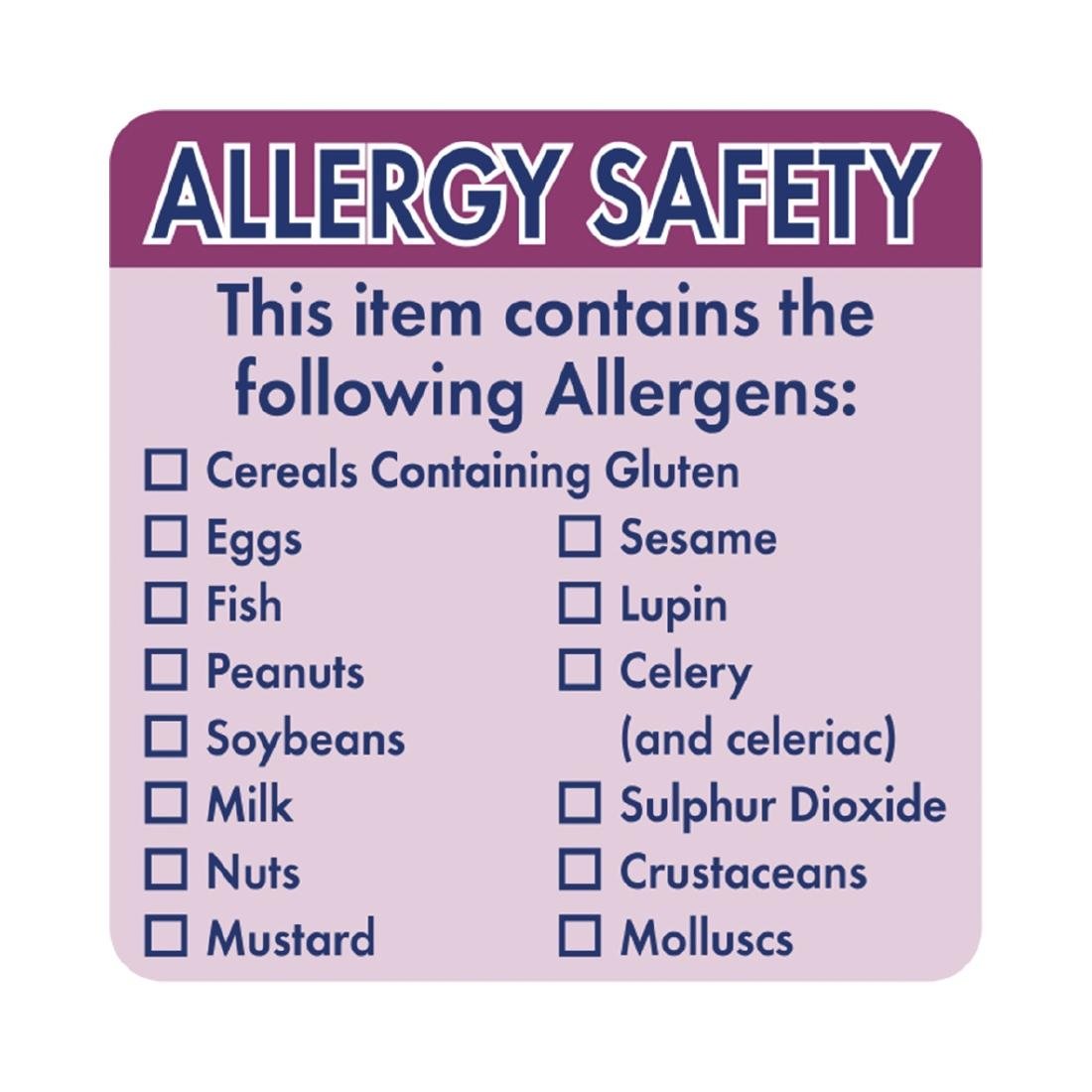 Hygiplas Allergen Food Labels (500 pack)