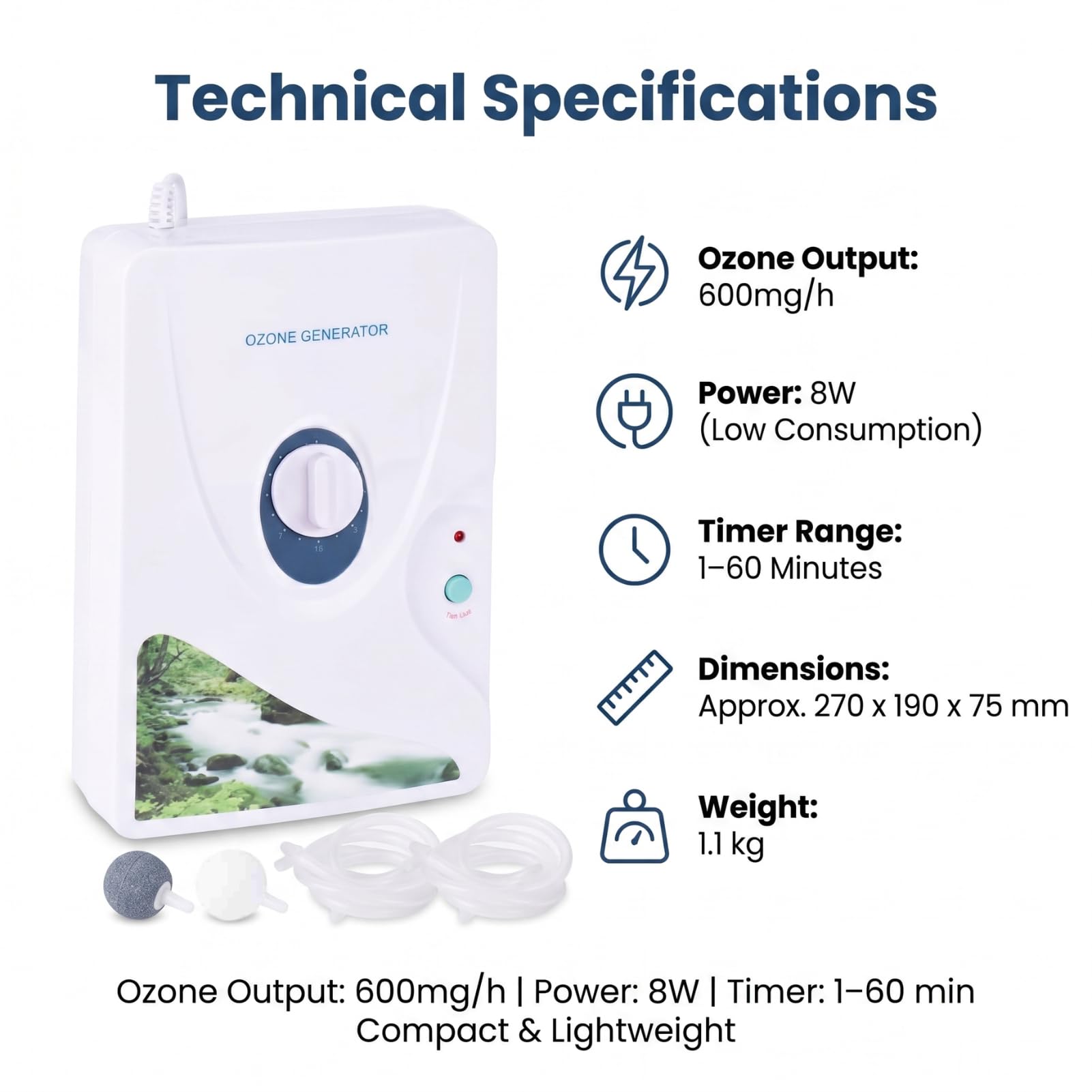 Generator ozonu do wody i oczyszczania i powietrza Maszyna do ozonu do oczyszczania wody tlenowej, sterylizator do dezynfekcji ozonu O3 z zegarem cyfrowym