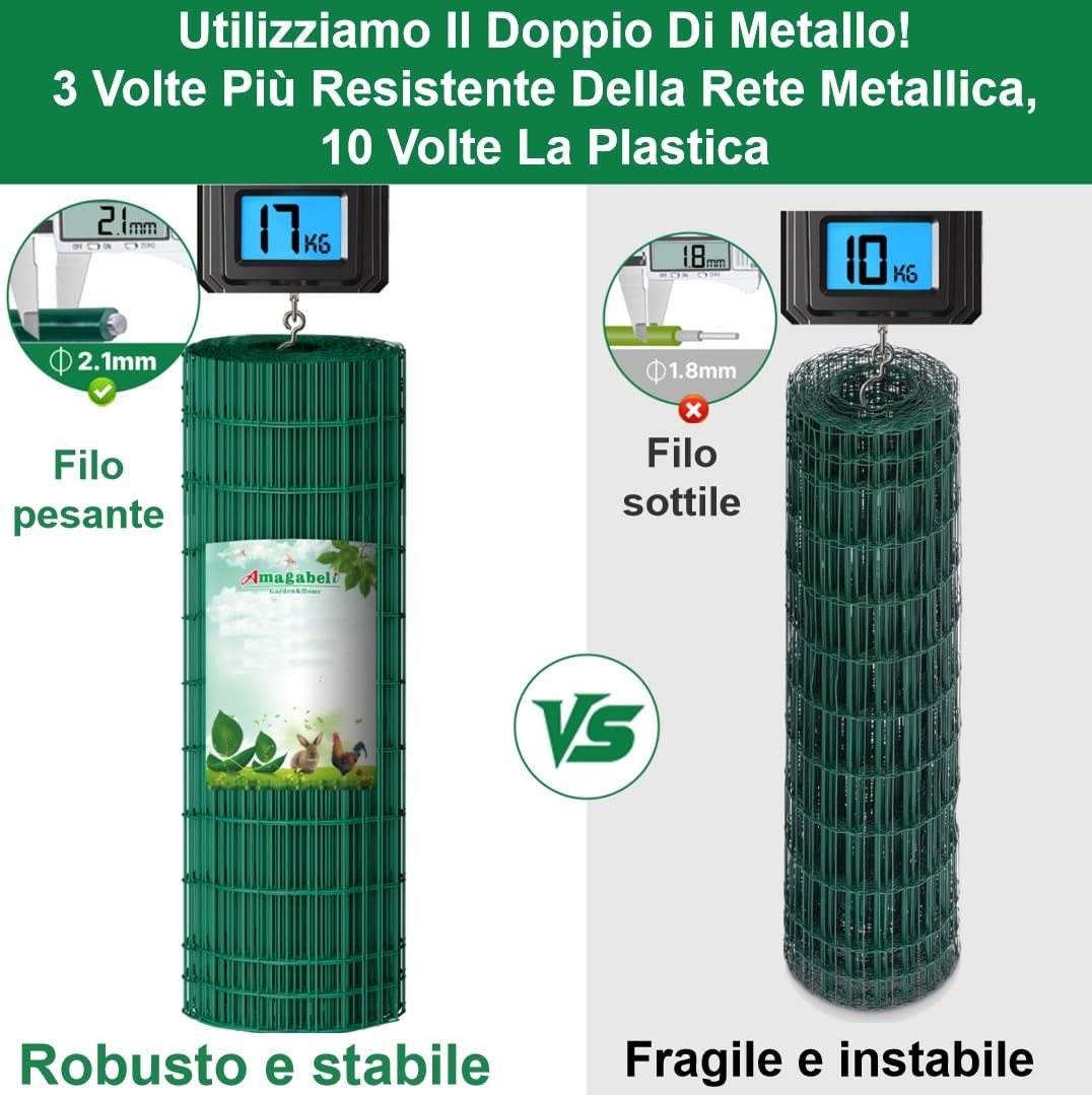 Rete Metallica Elettrosaldata Zincata - 25m X 1m, Maglia 50x75mm - Verde Per Recinzioni, Gabbie E Fai Da Te - Foto 2