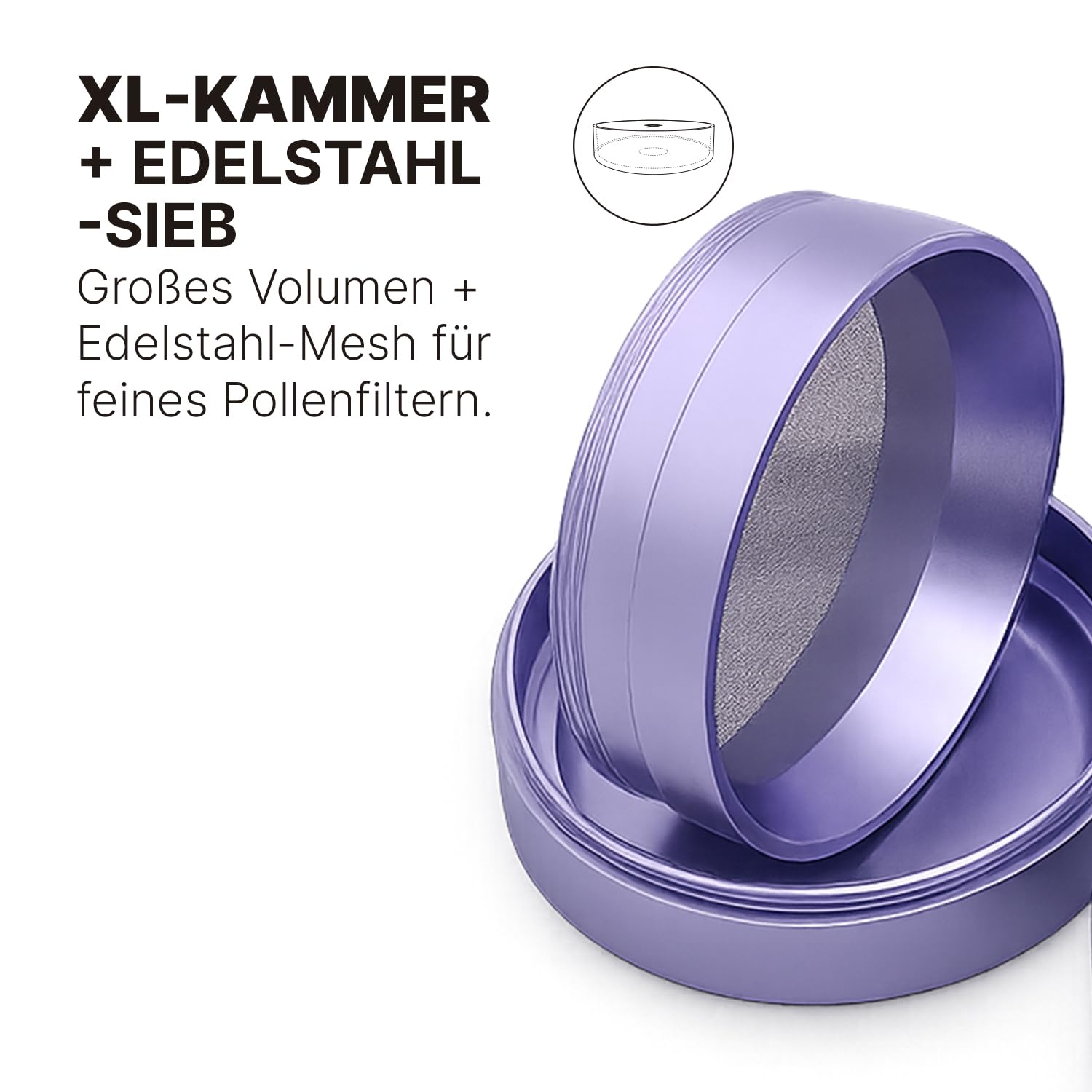 Grinder Toothless Premium CRUSH CORE PRO 2.0 | Patentierter Crusher aus eloxiertem Aluminium | 63 mm Kräutermühle mit 4-teiliger Struktur für trockene Kräuter & Gewürze