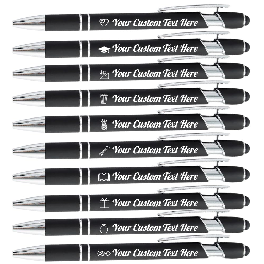 Dhykeran Personalized Ballpoint Pens with Stylus Tip Customized Name Logo Pen for Business Graduation Anniversaries Great Gift Pens