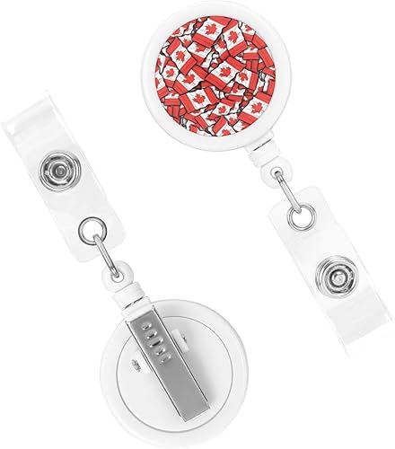 Miniatura 2 de Carretes retráctiles para tarjetas de identificación de enfermera, clip con clip para cinturón, llavero de bandera canadiense, carretes de tarjetas