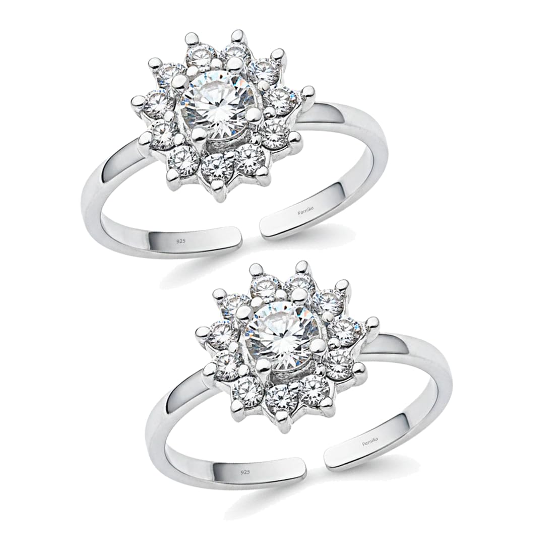 MJ 925 Mesmerizing CZ Silver Toe Rings in Pure 92.5 Sterling Silver for Women-image-34