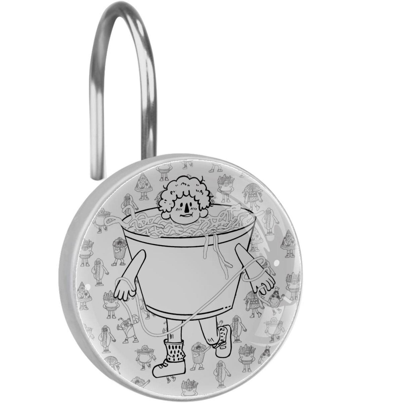 Anneaux de rideau de douche anti-rouille lot de 12 crochets solides dessin animé