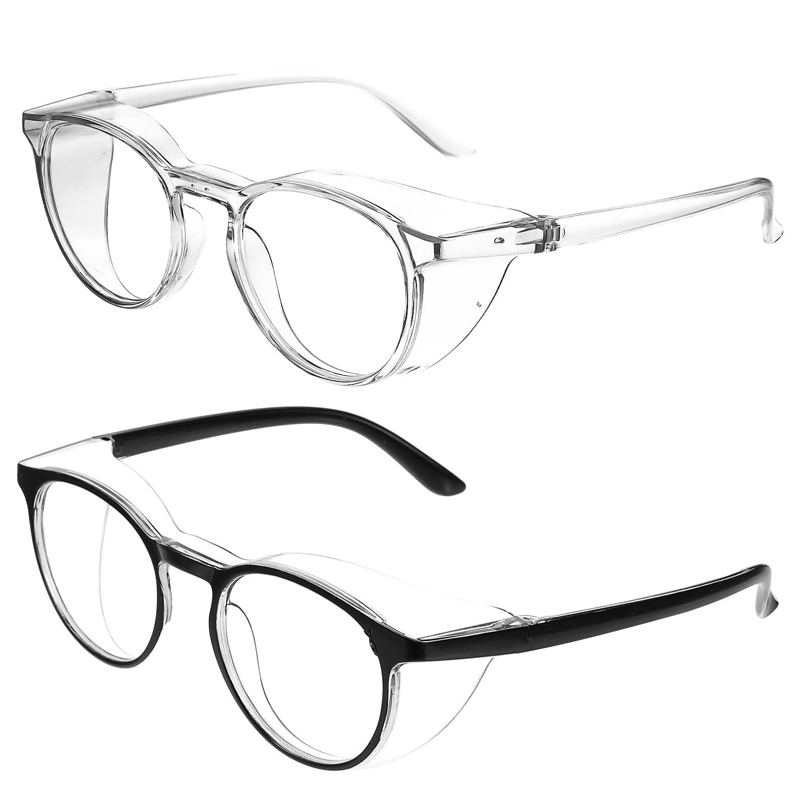 YUXIANLB Safety Glasses Anti Fog Goggles for Nurses Women Protective Eyewear 2 Pack Eye Anti Dust Protection Glasses for Women Men (Gray&Black)
