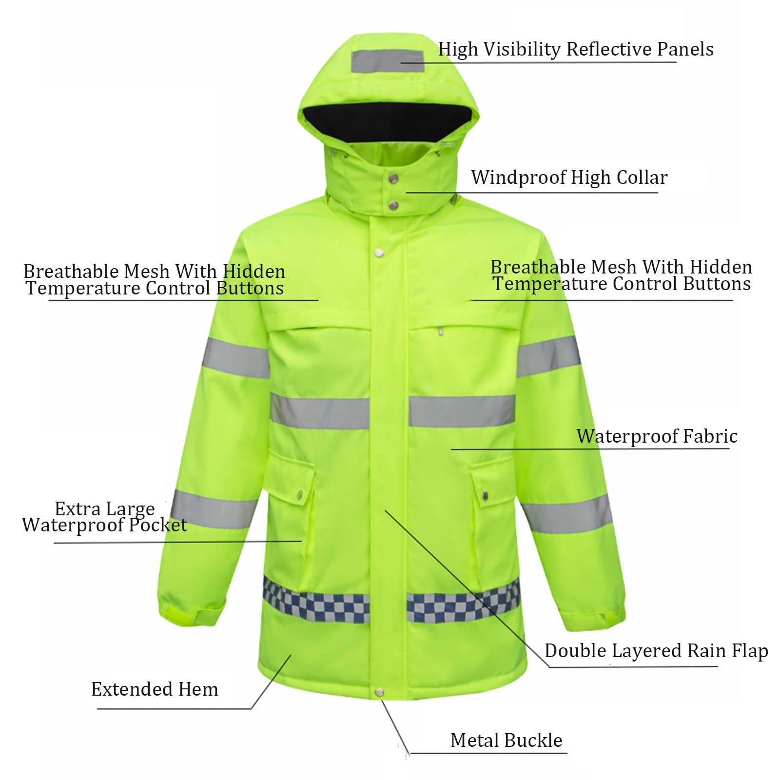 Beheizbare Herrenjacke, Wasserdicht Und Gut Sichtbar, Mit Reflektorstreifen Und Taschen, 8 Heizzonen | 3 Temperaturstufen, Beheizbare Winterbekleidung Orange-XL