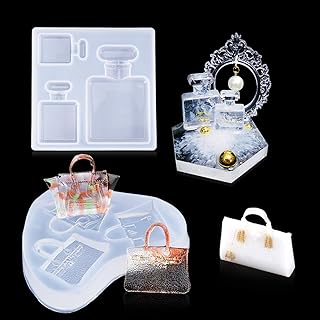 iSuperb 2 Pack Perfume Bottle Silicone Crystal Epoxy Mold Ladies Fashion Handbag Casting Resin Molds DIY Jewelry Pendant Ornament Crafts Decoration (Bottle+Bag)