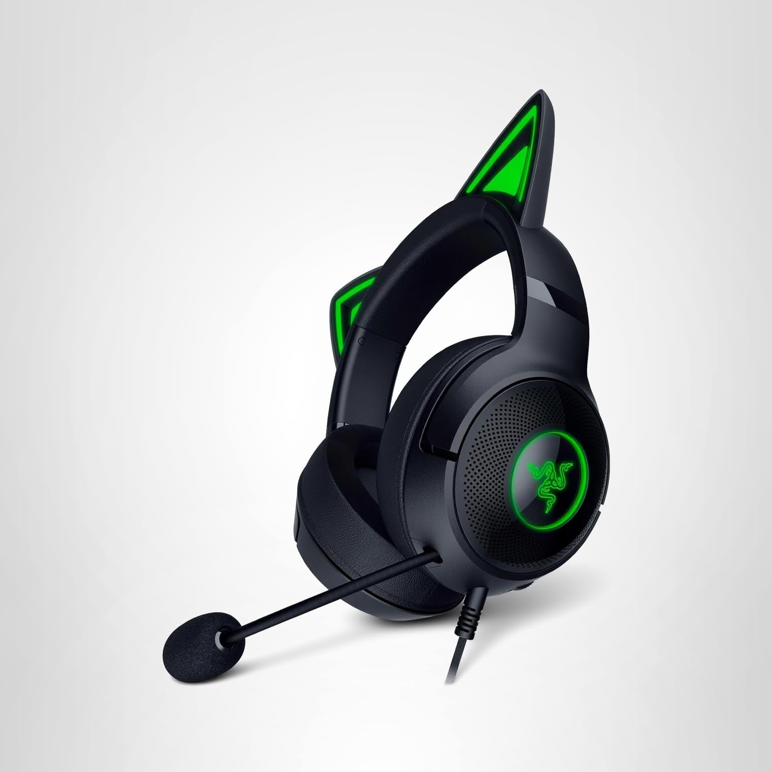 Razer Kraken Kitty V2 USB Wired Headset: Chroma RGB Kitty Ears - Stream Reactive Lighting - HyperClear Cardioid Mic - 40 mm Drivers - 7.1 Surround Sound - Comfortable Ear Cushions -: Black