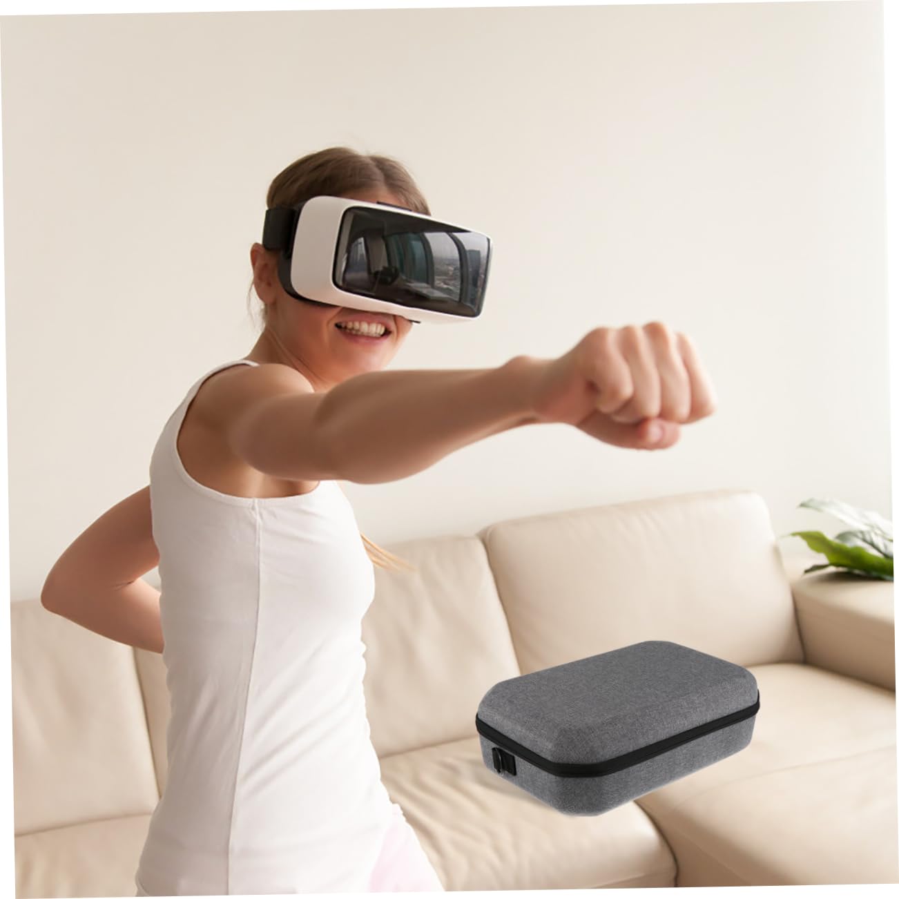 OSALADI Caja de Almacenamiento para Gafas VR de Eva Bolsa Protectora Prueba de Golpes Compatible con Visores VR Viaje y Almacenamiento