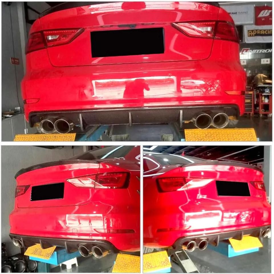 Car Rear Bumper Diffuser Lip Fits for Audi S3 A3 Sline Sedan 2013-2016 Matte Black FRP Lower Spoiler Bumper Guard Body Kit