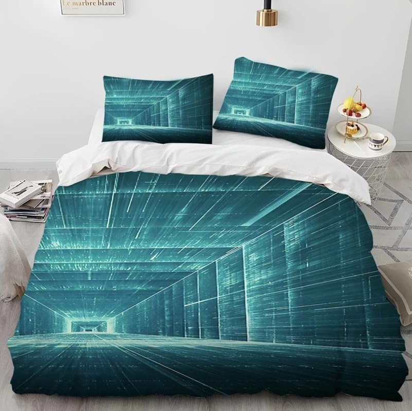 Funda nórdica azul cian de 155x220 cm para cama 90 con un juego de almohada
