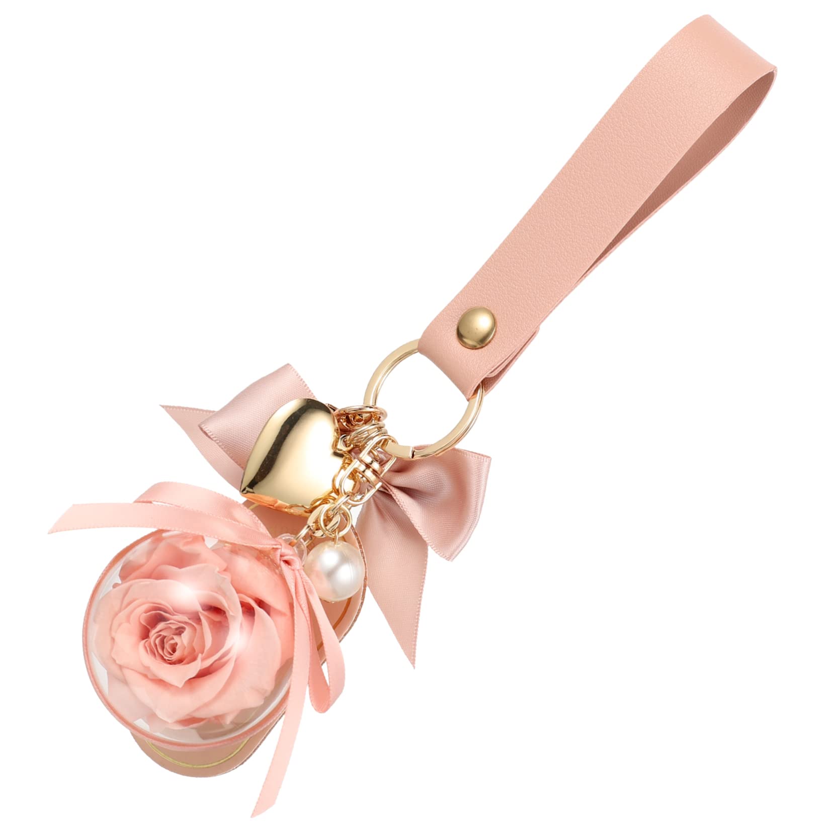 VALICLUD Llavero Flor Preservada Cadenas Colgante De Corazón Llaveros Felpa Equipo Kit Para Hacer Pulseras Con Cuentas De Arcilla Colgante De Coche De Flores Rosa Paño