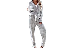Women's Soft Cozy Pajama Sets Long Sleeve Button Down Sleepwear