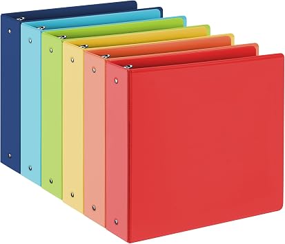 SUIN 2-Inch 3-Ring Binders with 2 Interior Pockets, Heavy Duty Clear View Presentation Binder Holds 425 Sheets Letter Size, Office School Home,6 Pack