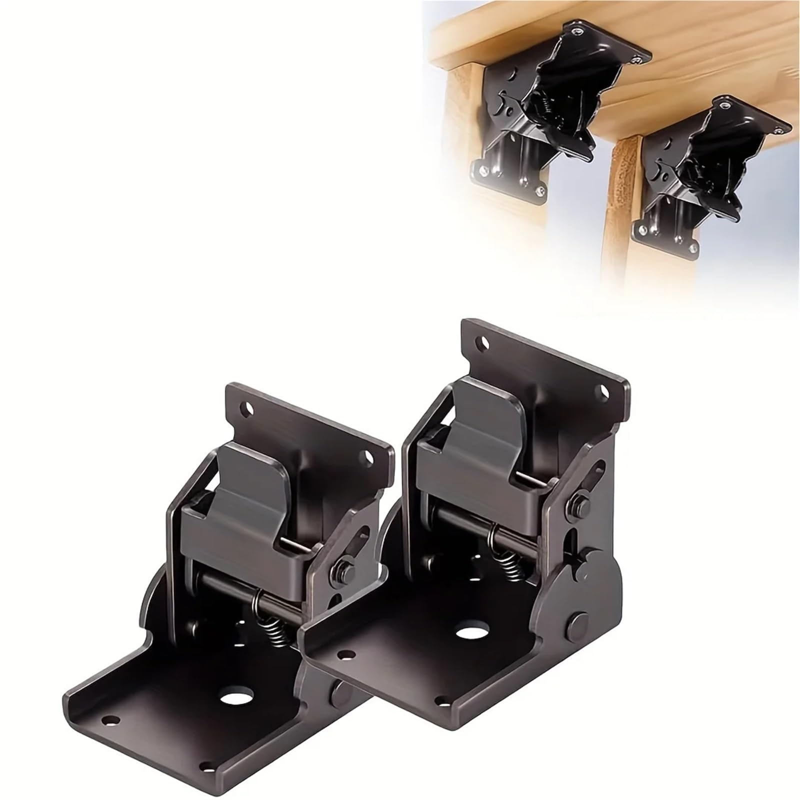 Bisagra de bloqueo plegable 90 grados autoblocante 330 libras negro plateado 2/4 piezas(Black-4pcs)