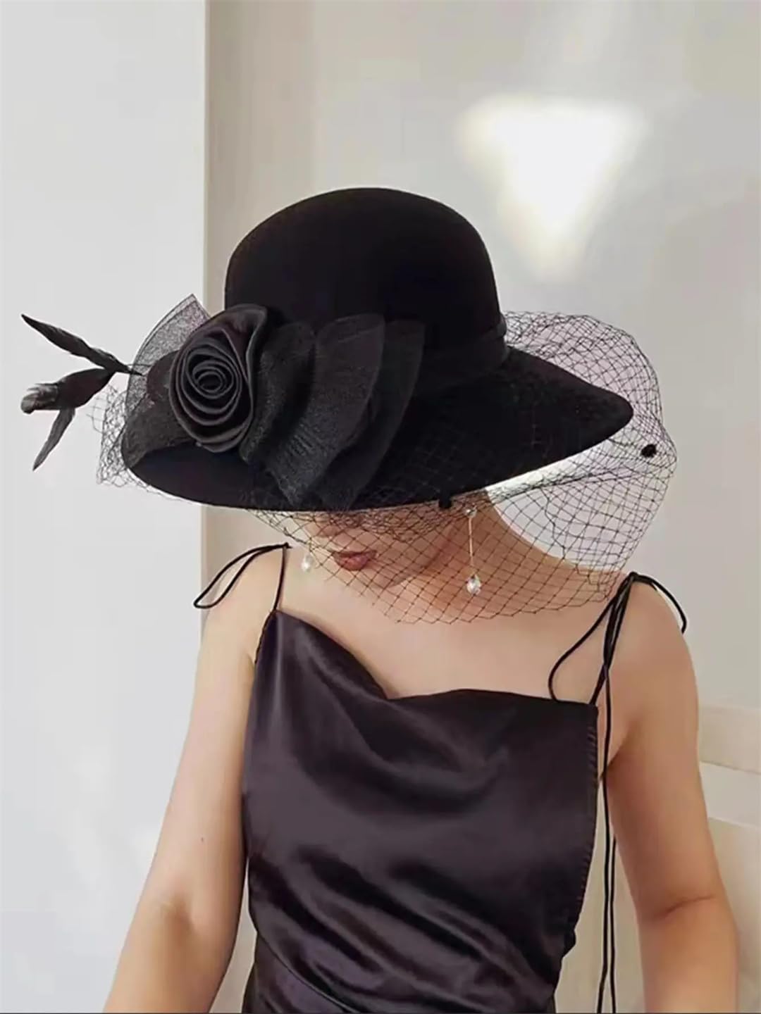 Yeuyyben Cappello invernale a tinta unita per bambini cappello a tesa grande cappello in lana a maglia cappello da donna invernale retrò cappello da bacino a cupola