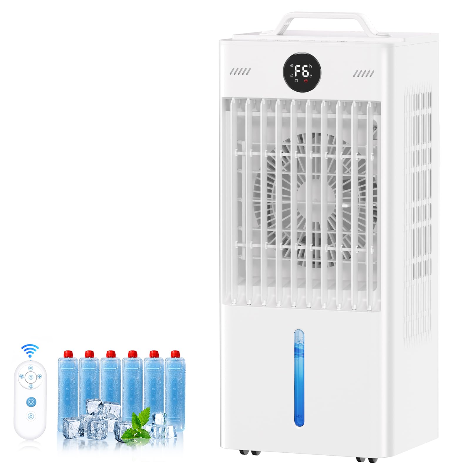 Portable Air Conditioners Fan, Windowless Evaporative Air Cooler 2 Modes & 6 Speeds, 12H Timer for Smart Auto-off, 3-Gals Tank for 20H Cooling,16FT Remote,No Hose Needed,38db Swamp Cooler