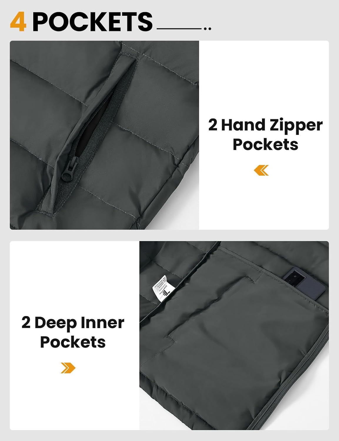 TBMPOY Men's Puffer Vest Lightweight Zip Up Sleeveless Jackets Outdoor Puffy Winter Insulated Outerwear for Running Golf - Image 6