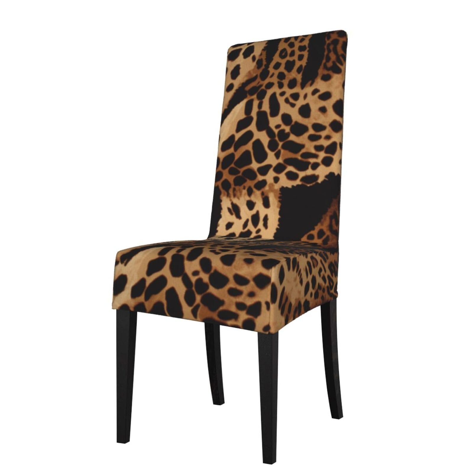 WPKJU Leopard Pattern Print Dining Chair Covers Removable Chair Seat Covers Decorative for Kitchen & Bar Stools