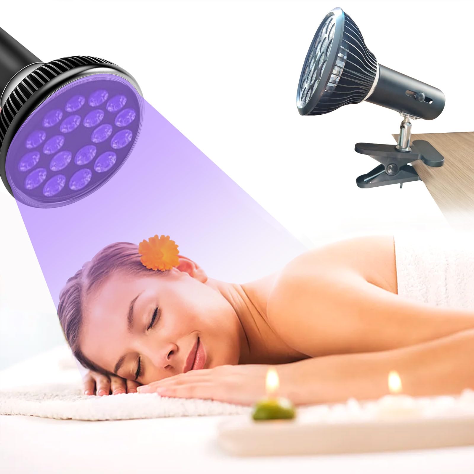 Bronceador facial, solárium para el hogar, 54 W, lámpara solar para rostro y cuerpo, incluidas gafas de seguridad, luz natural para el hogar (A)