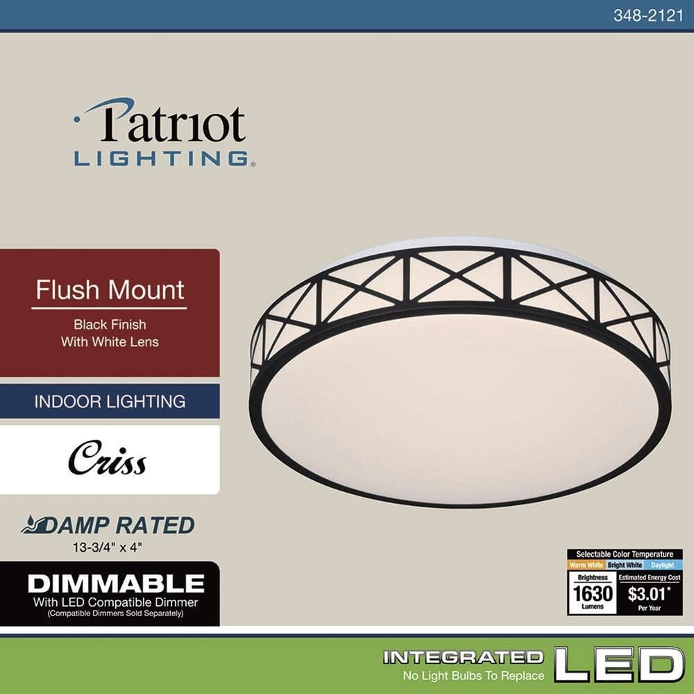Patriot Lighting Criss Black Integrated LED Flush Mount Ceiling Light