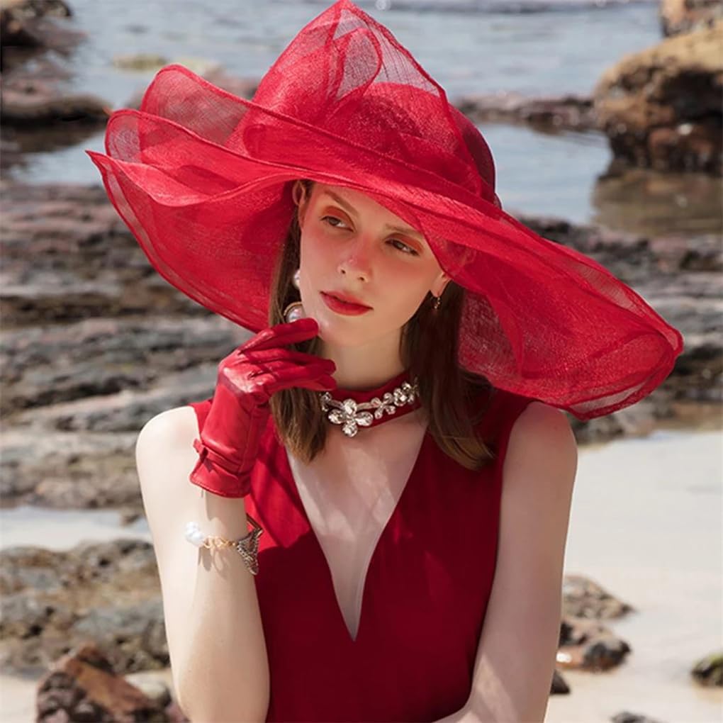 Fedoras Top Hats for Women Wedding Elegant Church Cap Ladies Big Wide Brim Derby Hats