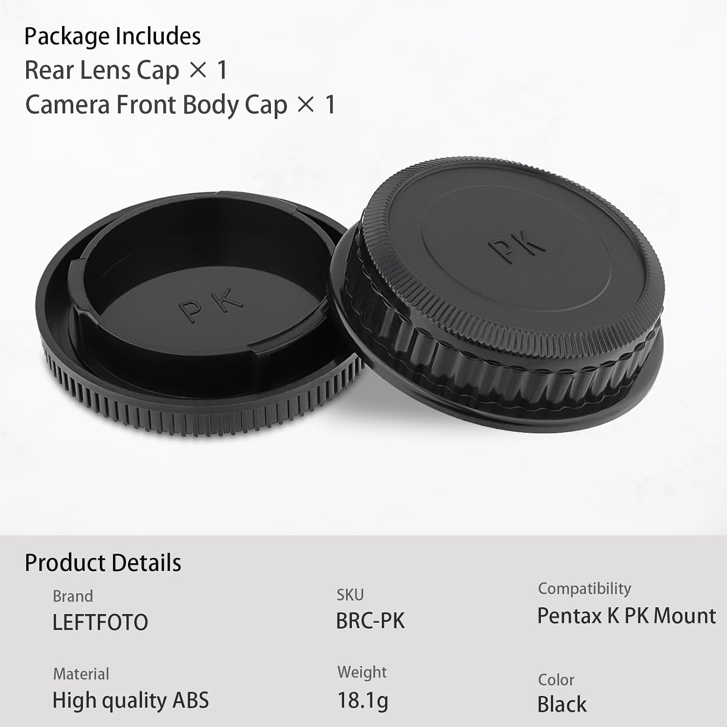 K Mount Camera Body Cap and Rear Lens Cap Cover Kit for Pentax K PK Mount DSLR Cameras and Lens,Plastic Lens Rear Covers Camera Sensor Cap