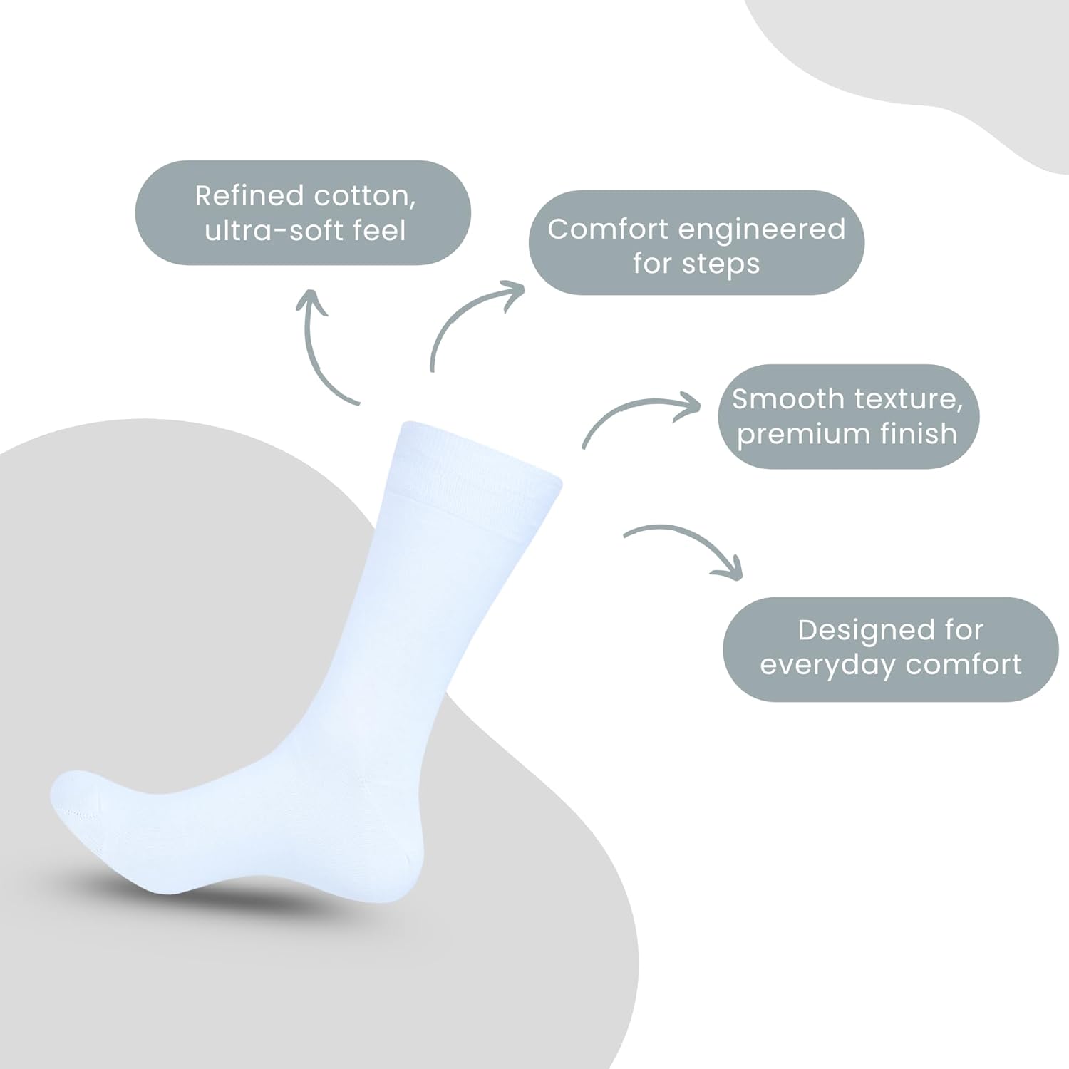 Dress Socks for Men Cotton Blend Cushioned Dress Socks Soft Solid Mid-Calf Running Socks - Image 3