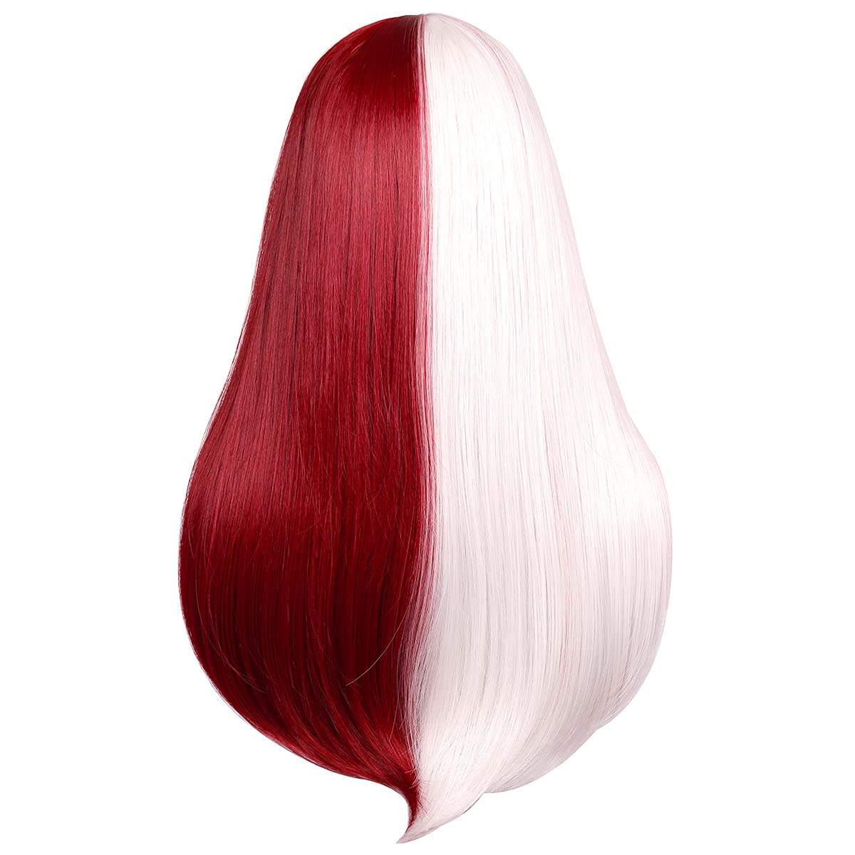 ColorGround Long Straight Silver White and Dark Red Cosplay Wig