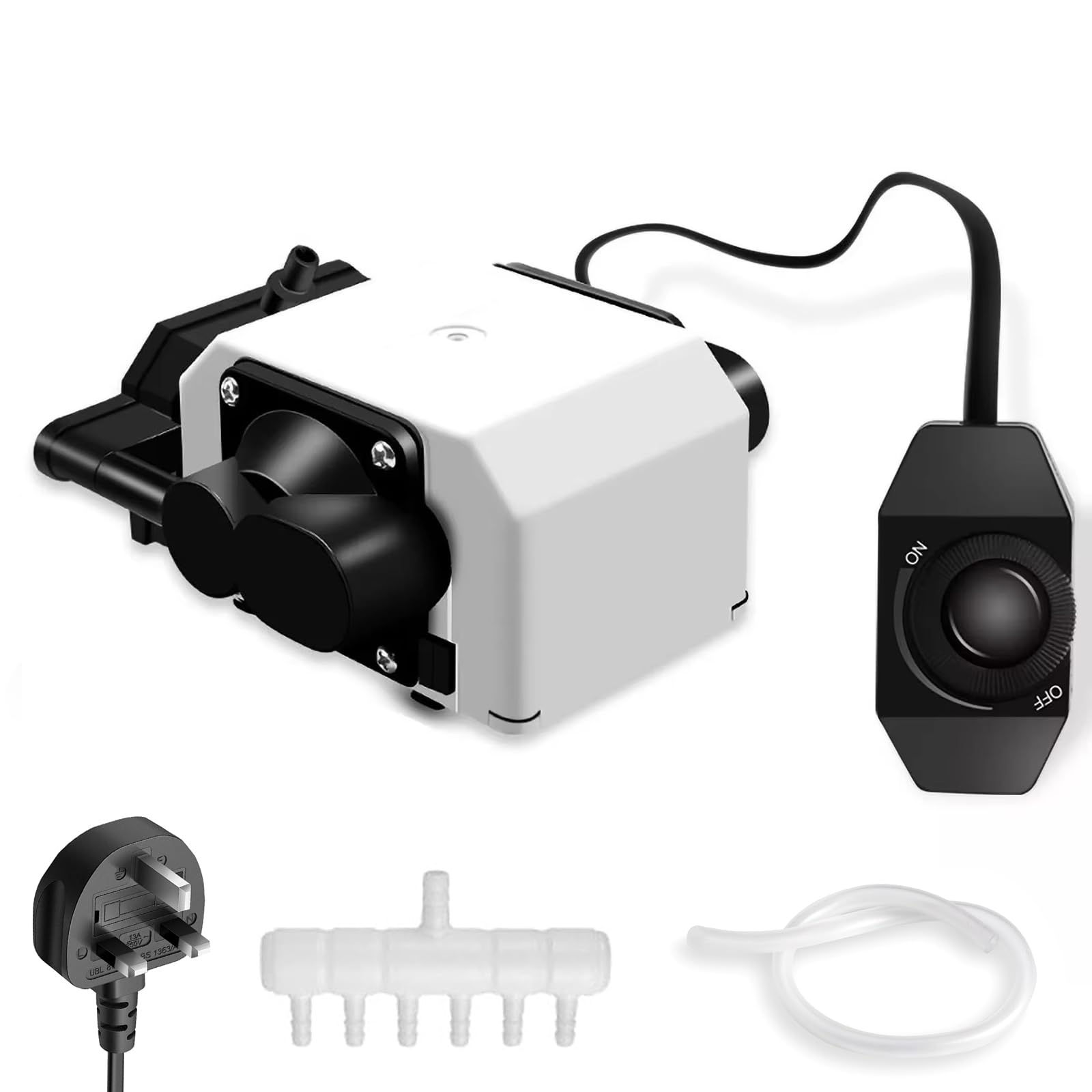 Bomba de aire para acuario, potente bomba de aire para pecera de 25 W con 6 salidas, bomba de oxígeno de flujo de aire ajustable de 3000 L/H, bomba aireadora de aire silenciosa para acuario