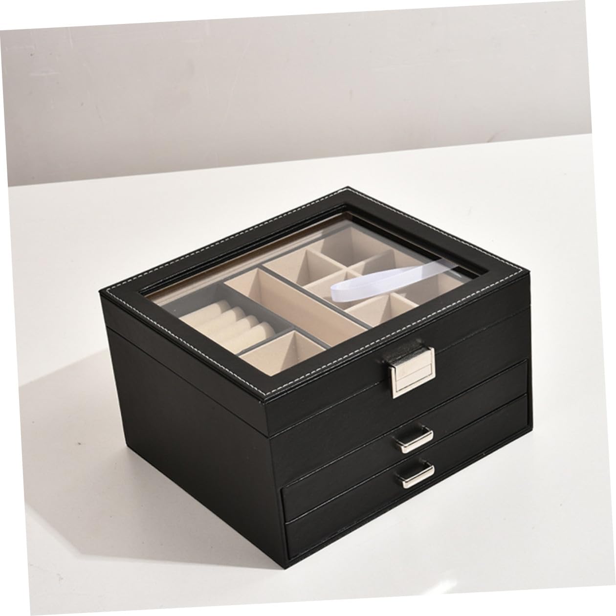 Abaodam Porta Gioielli Organizzatore per Organizzatore da Tavolo Trasparente per Gioielli per Articoli Vari Scatola Portaoggetti da Scrivania Mobiletto per Organizzatori da Scrivania