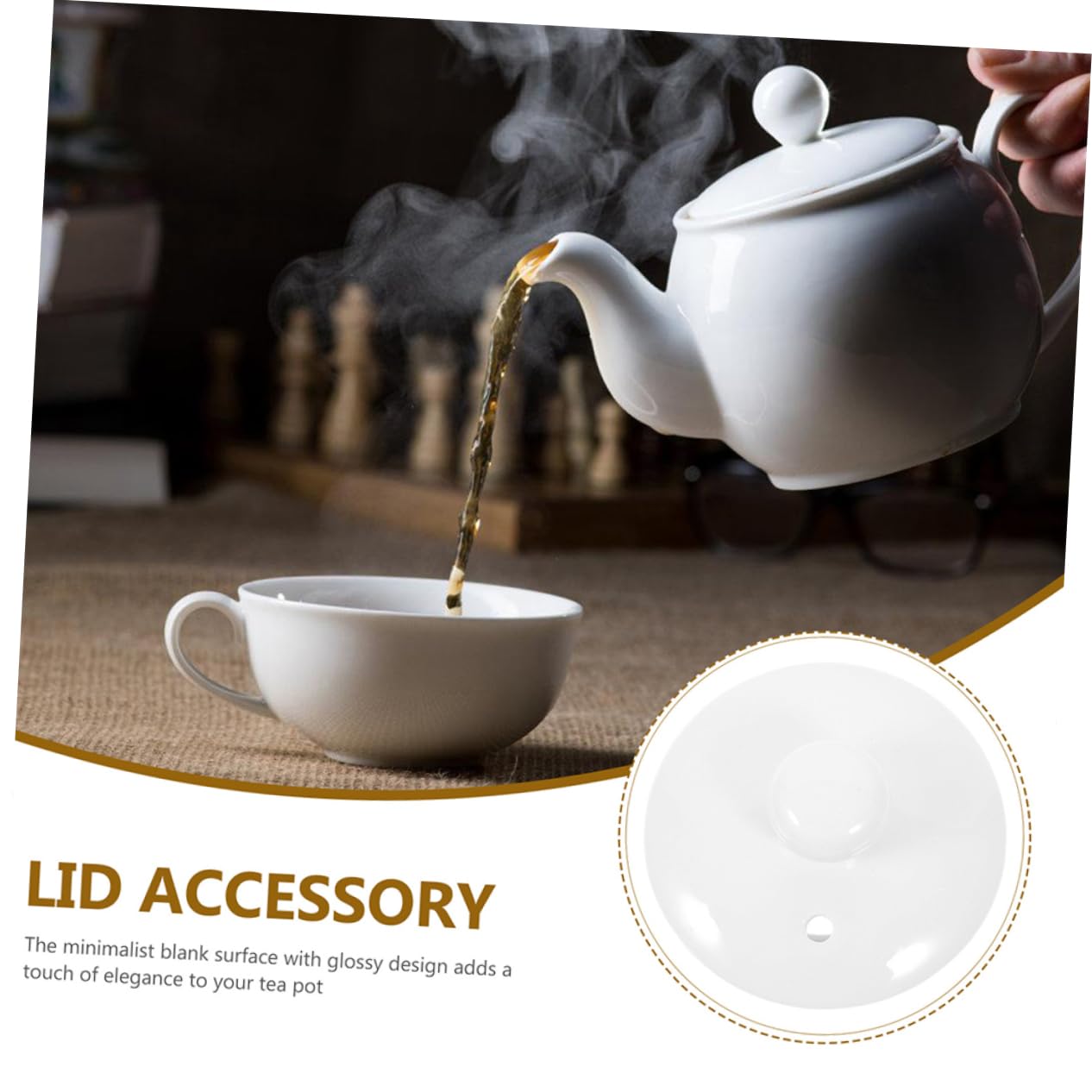 SOLUSTRE 2pcs Ceramic Teapot Lid Replacement White Ceramic Cover for Tea Cups Simple Design for Optimal Brewing Easy to Clean and Prevents Liquid Leakage