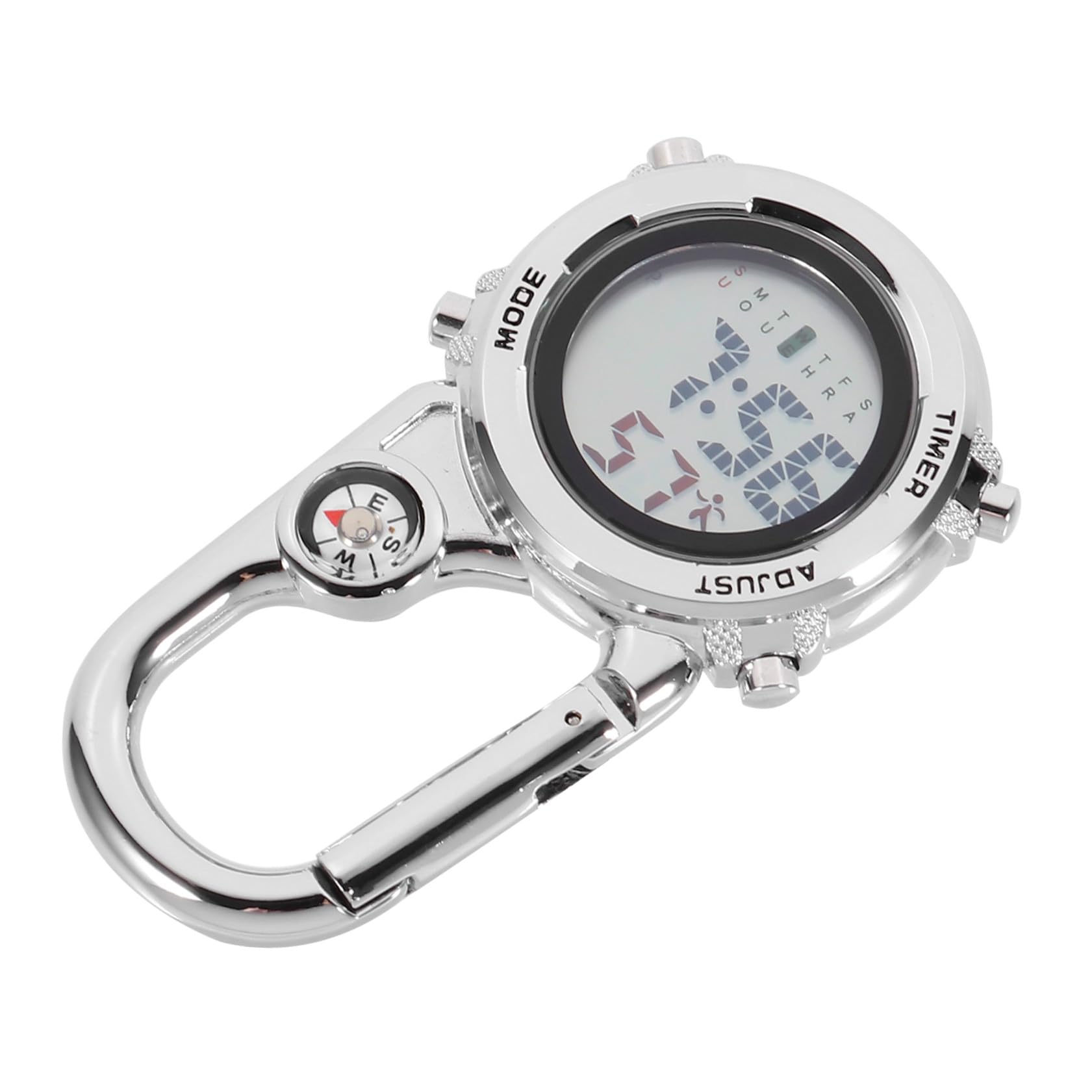 Reloj de bolsillo para escalada multifunción con mosquetón resistente de acero inoxidable 8