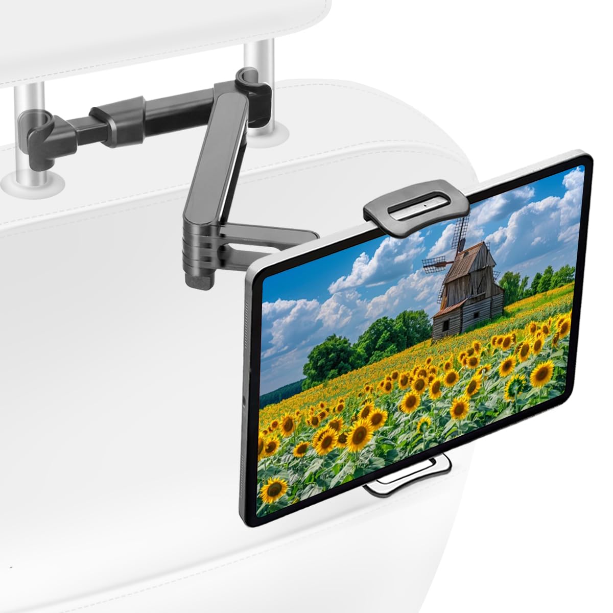Tablet Holder for Car Headrest, iPad Holder Car Backseat Mount Adjustable [3 in 1 Extension Arm] 360° Rotating Long Road Trip Essentials, for iPad Pro, Air, Mini, Galaxy, Fire, 4.7-12.9" Tablets
