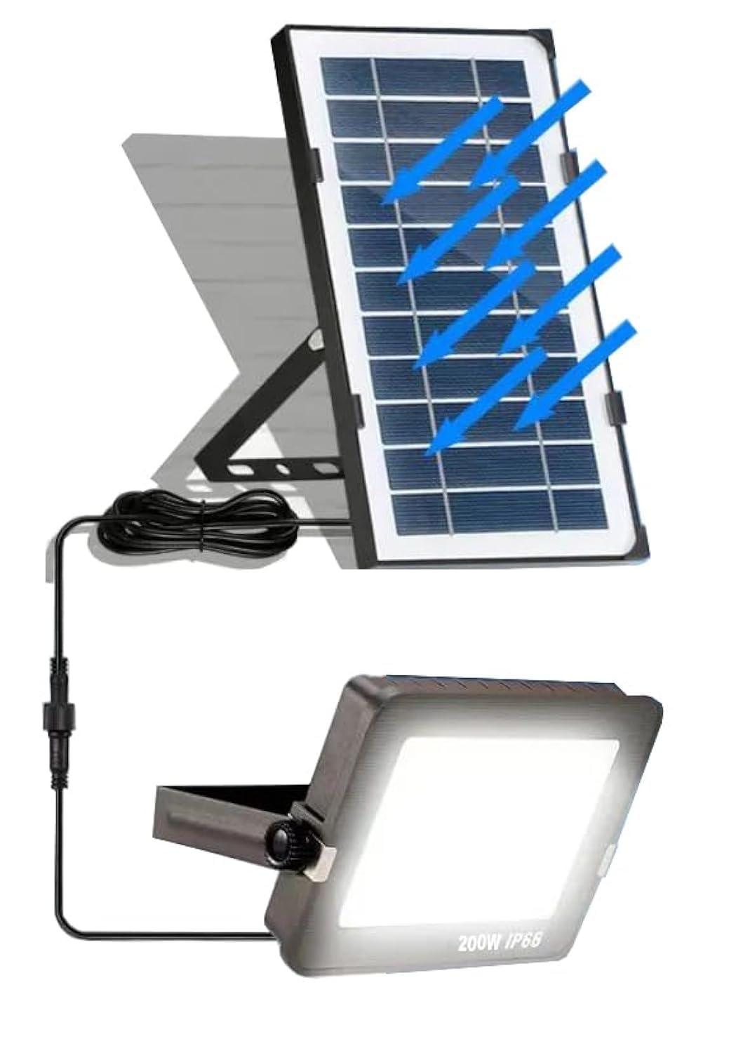 Shanny Solar Outdoor Flood Light with Remote Control, Motion Sensor, Dimmable IP66 Waterproof LED Security Light, 6500K White Light, 3000mAh LiFePO4 Battery for Garden, Garage, Entrance & Parking Area