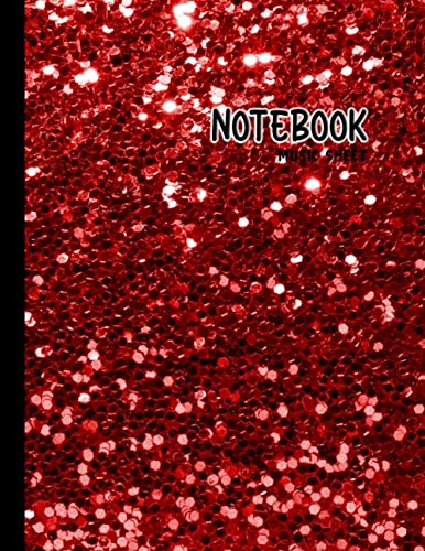 Specular red notebook music sheet: Specular red glossy Notebook 8.5'' x 11'' 110 pages composition music sheet lined paper for you or as a gift for ... to use in school, at home or at the office.