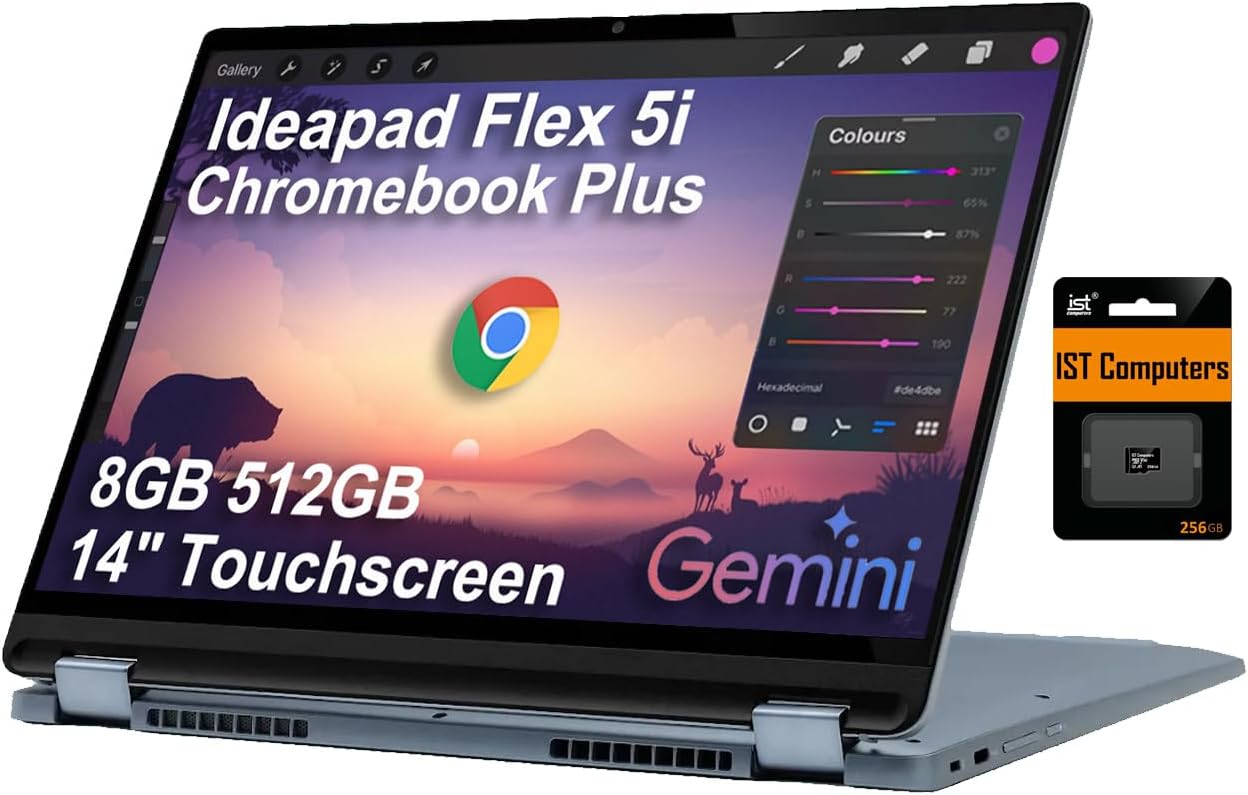 Lenovo IdeaPad Flex 5i Chromebook Plus 2-in-1 Laptop (14″ FHD+ Touchscreen, Inte…
