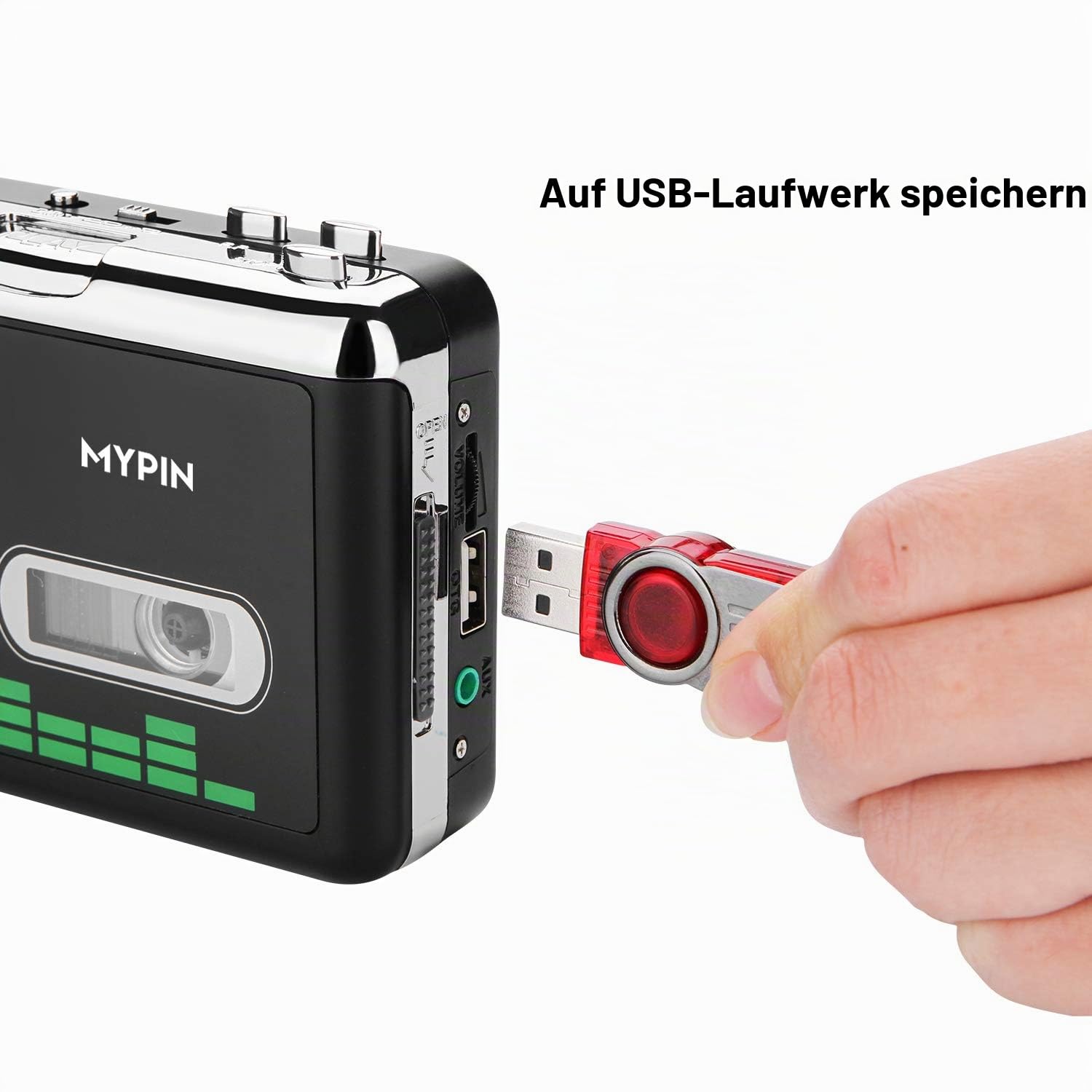 MYPIN Kassettenspieler, Tragbarer Kassettenkonverter USB Audio Kassette zu MP3 Player Konverter Kassette Auto-Rücklauf-Audio Notebook Retro Band Player mit Kopfhörer, braucht Keine Computer