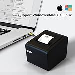 Rongta POS Printer, 80mm USB Thermal Receipt Printer, Restaurant Kitchen Printer with Auto Cutter Support Cash Drawer,USB Serial Ethernet Interface Optional for Windows/Mac/Linux, Black