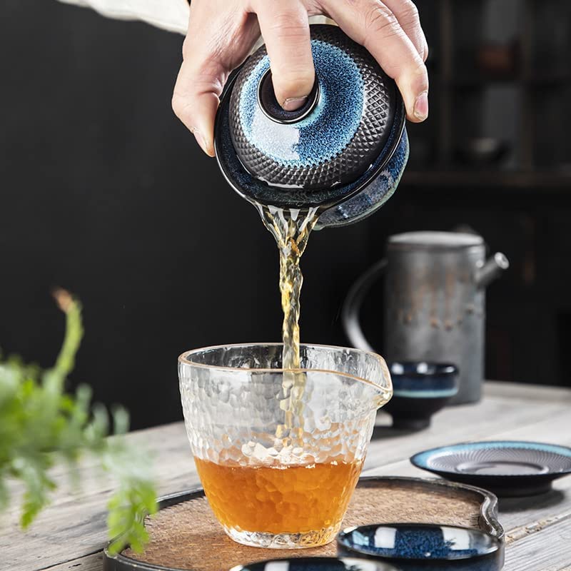 Forno smaltato ceramica Gaiwan, tazza da tè in porcellana Kungfu, tazza da tè retrò cinese, Sancai Gaiwan con piattino con coperchio