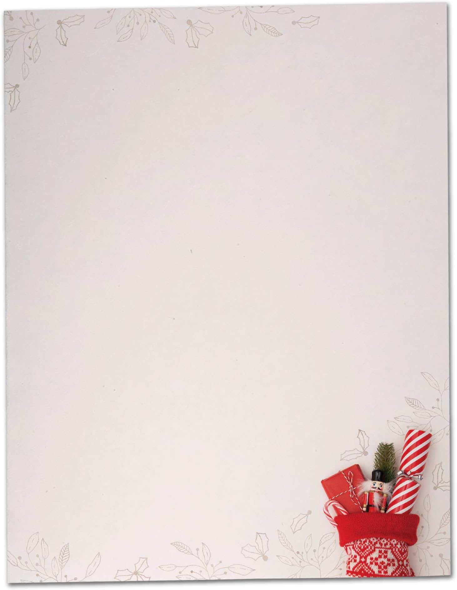 Hill Valley Greetings Black Tabby Studio Gift Wrapping Stocking Holiday & Christmas Winter Stationery - 40 Sheet Set of Letterhead Paper