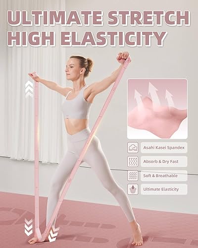 Miniatura 5 de YOTTOY Correa de yoga y bandas de resistencia, bandas elásticas de ejercicio para mujeres con 10 bucles, perfectas para estiramiento y terapia física