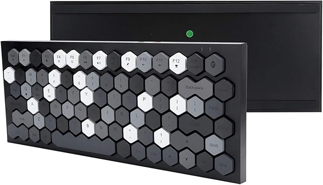 Bluetooth Keyboard, Wired Innovation Rhombic-Shaped 83 Keys, Rechargeable Silent Ergonomic Keyboard, with Dust Removal Cloth/Brush, for Laptop, Computer(black)