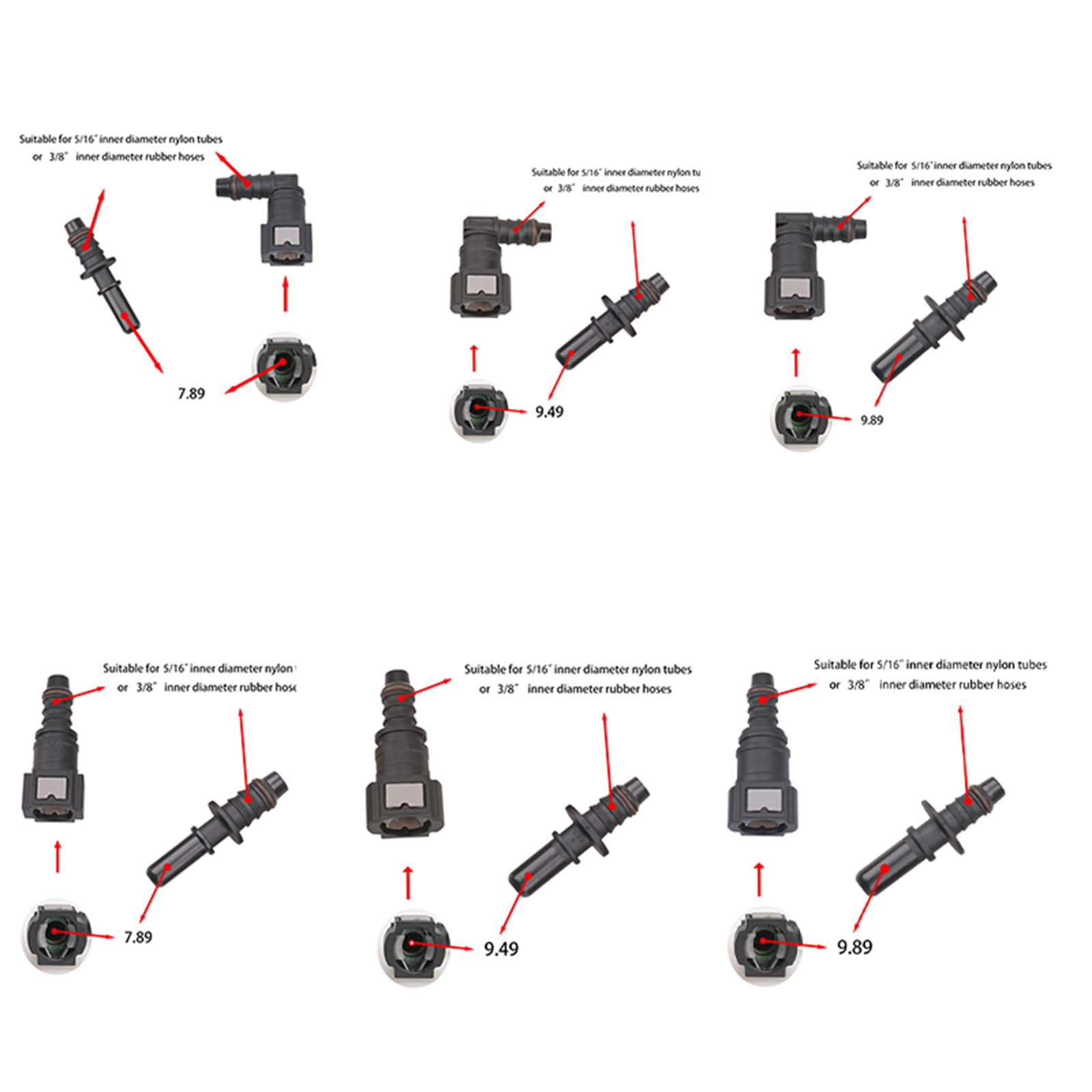 Assortiment de 24 raccords rapides pour conduite de carburant